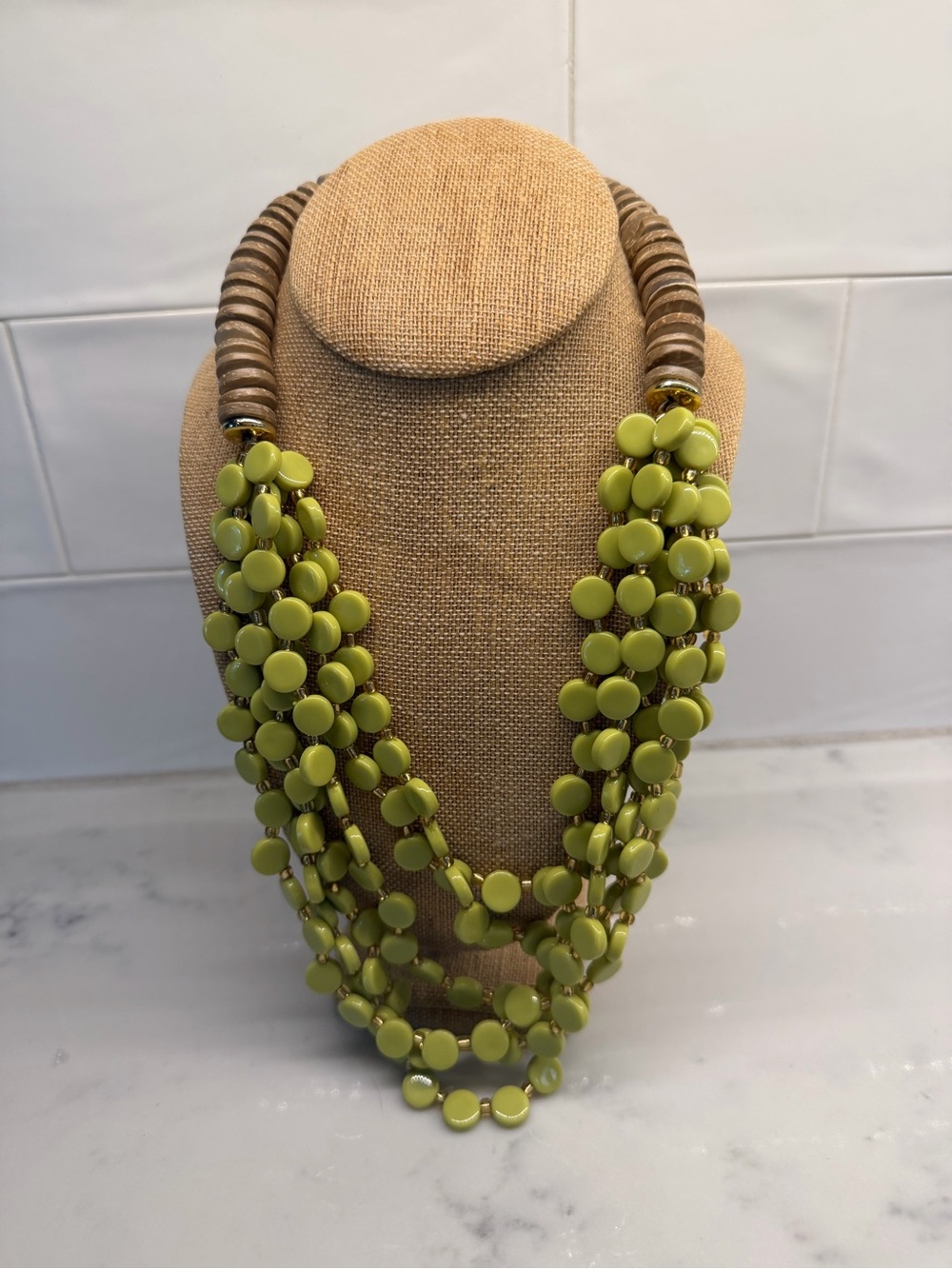 Multi-Strand Lime Green Statement Necklace